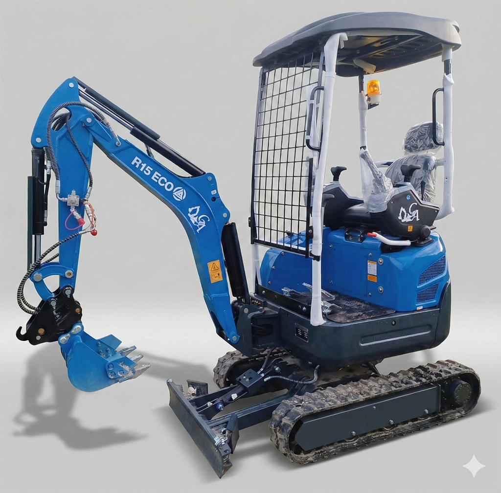 MINIESCAVATORE R15 ECO CON BENNA 40CM E ATTACCO RAPIDO